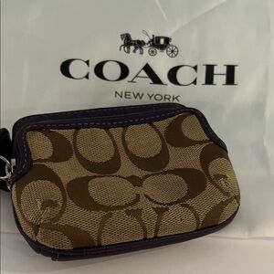 Coach Signature Brown and Tan Coin Pouch